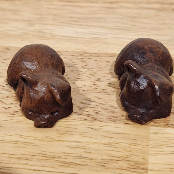 Vintage Mama Pig & Piglets Red Mill Mfg. Carved Handcrafted Brown Pecan Shell - Picture 7 of 9